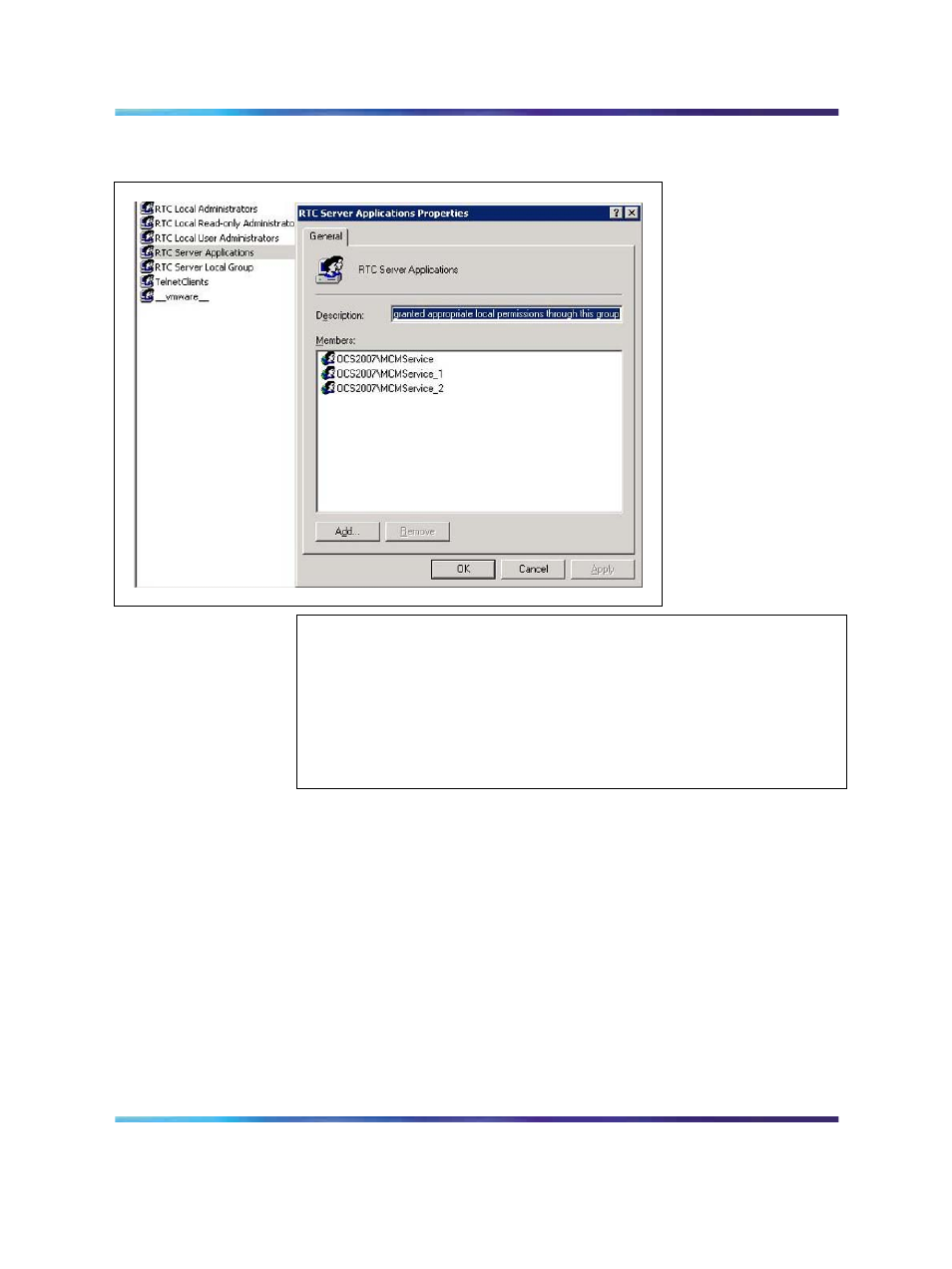 Figure 131 rtc server application group, Attention | Nortel Networks NN43001-121 User Manual | Page 291 / 304