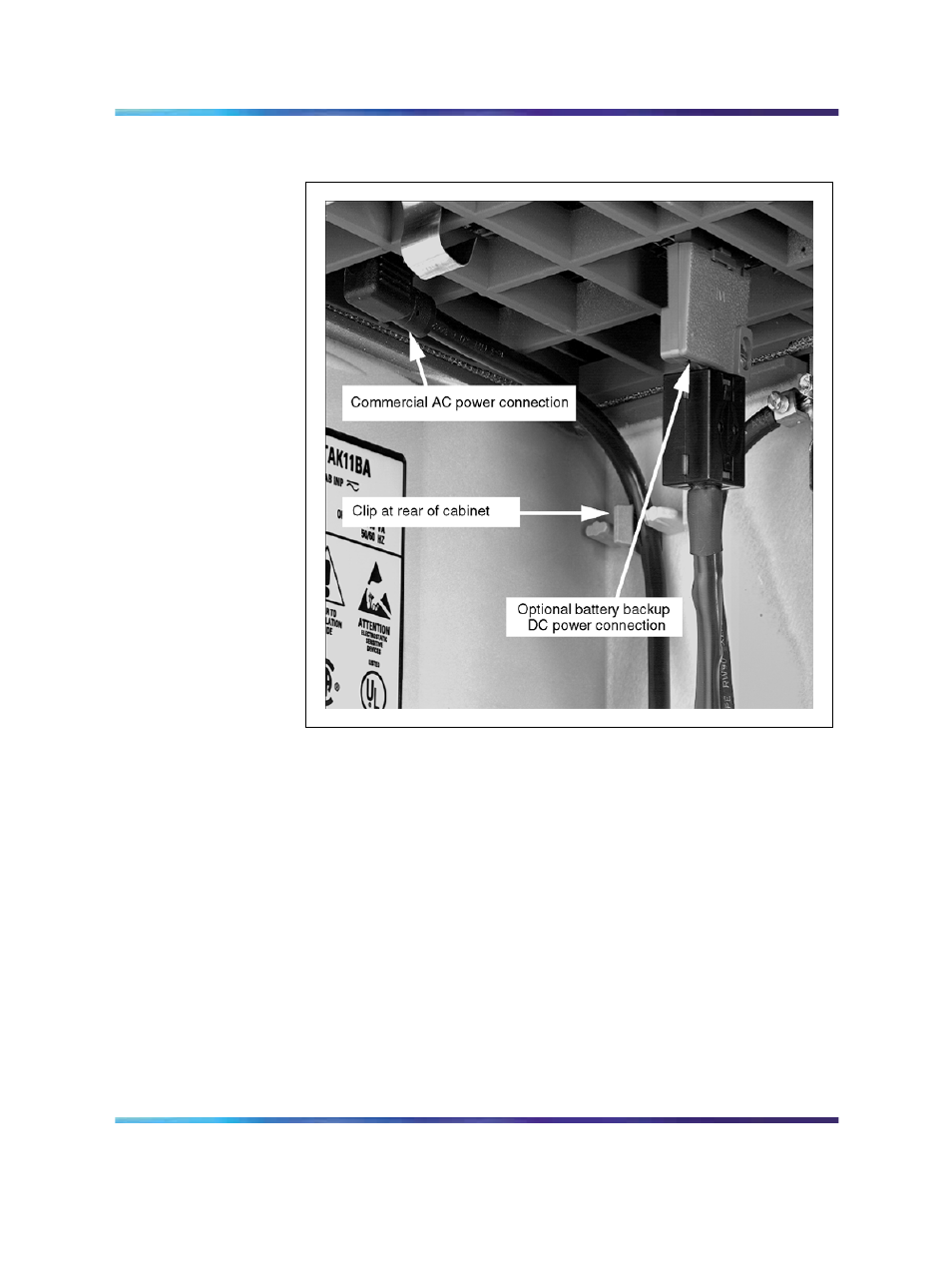 Figure 61 ac power cable connection, By feeding | Nortel Networks 1000M User Manual | Page 141 / 474