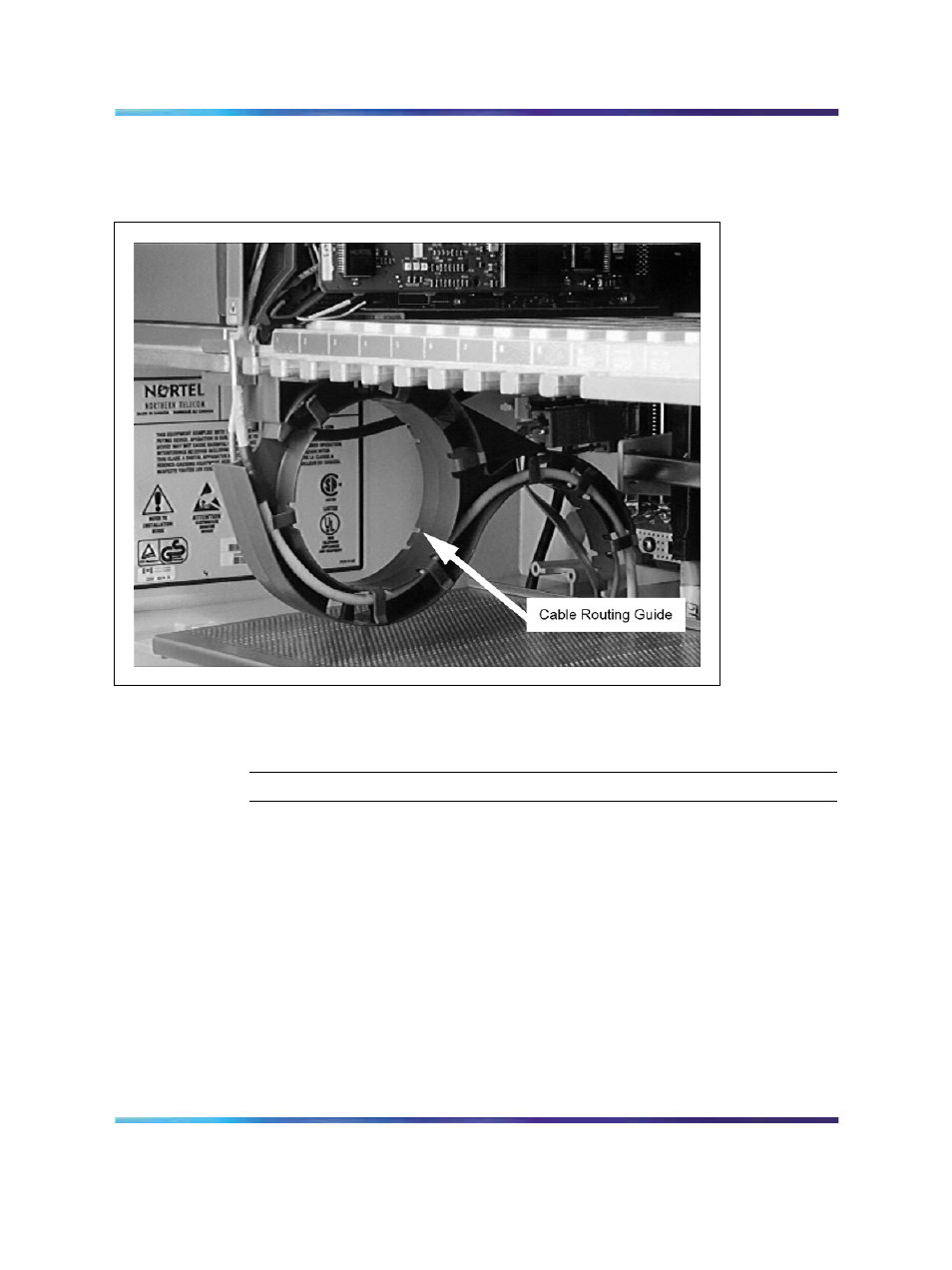 Figure 89 cable routing guide under main cabinet | Nortel Networks 1000M User Manual | Page 187 / 474