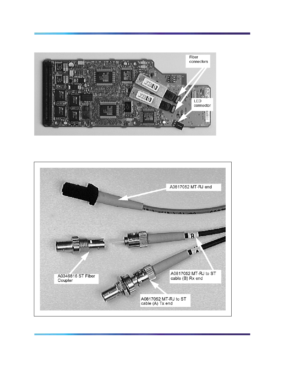 Figure 90 nttk02 dual-port 100basef daughterboard, Figure 91 cable ends and fiber coupler, For identification | Figure 90 "nttk02 dual-port 100basef | Nortel Networks 1000M User Manual | Page 189 / 474
