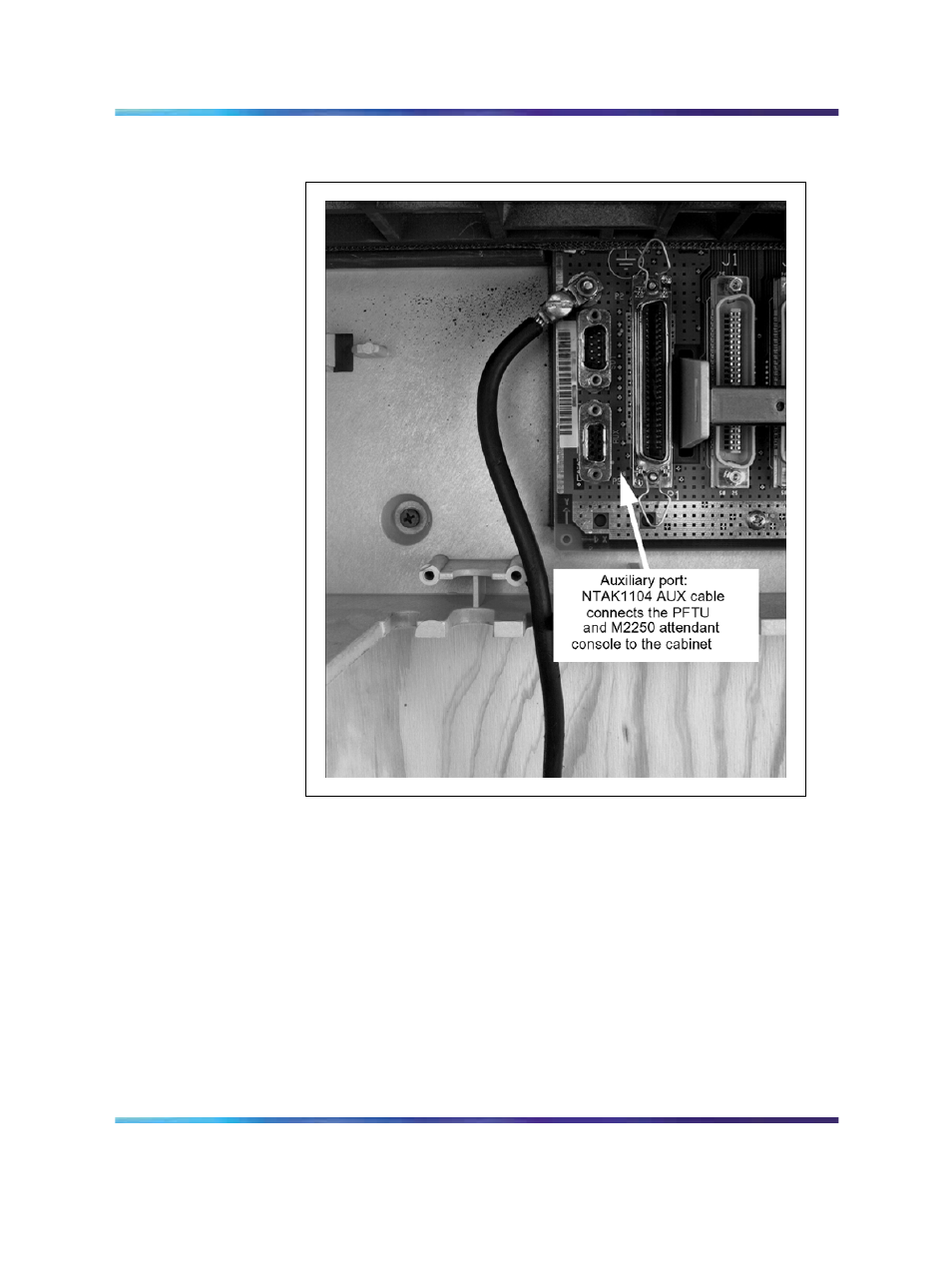 Figure 111 auxiliary port location on cabinet, Figure 111 "auxiliary port location, Figure 111 "auxiliary port location on cabinet | Nortel Networks 1000M User Manual | Page 232 / 474