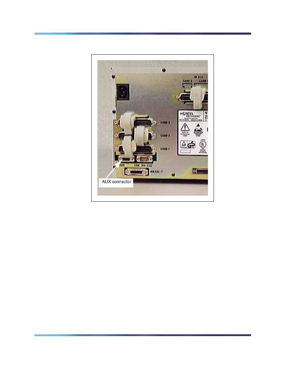 Figure 112 auxiliary connector on chassis | Nortel Networks 1000M User Manual | Page 233 / 474