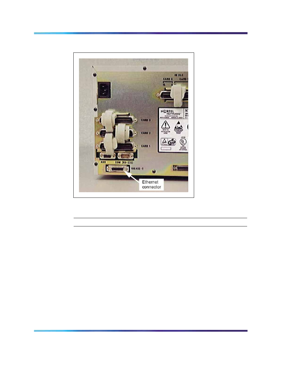 Figure 124 ethernet connection, Procedure 47 "connecting the, Procedure 47 "connecting the ethernet cable to | Figure 124 "ethernet connection | Nortel Networks 1000M User Manual | Page 256 / 474