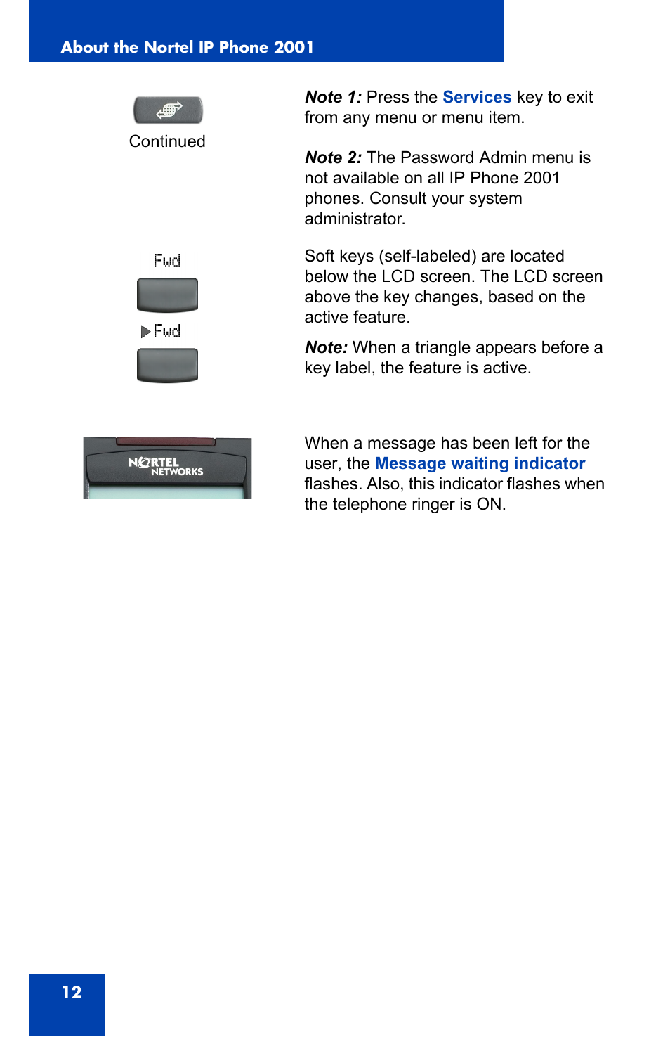 Nortel Networks IP Phone 2001 User Manual | Page 12 / 88