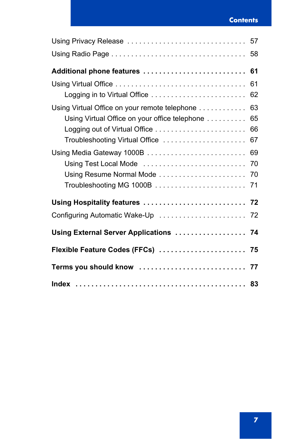 Nortel Networks IP Phone 2001 User Manual | Page 7 / 88