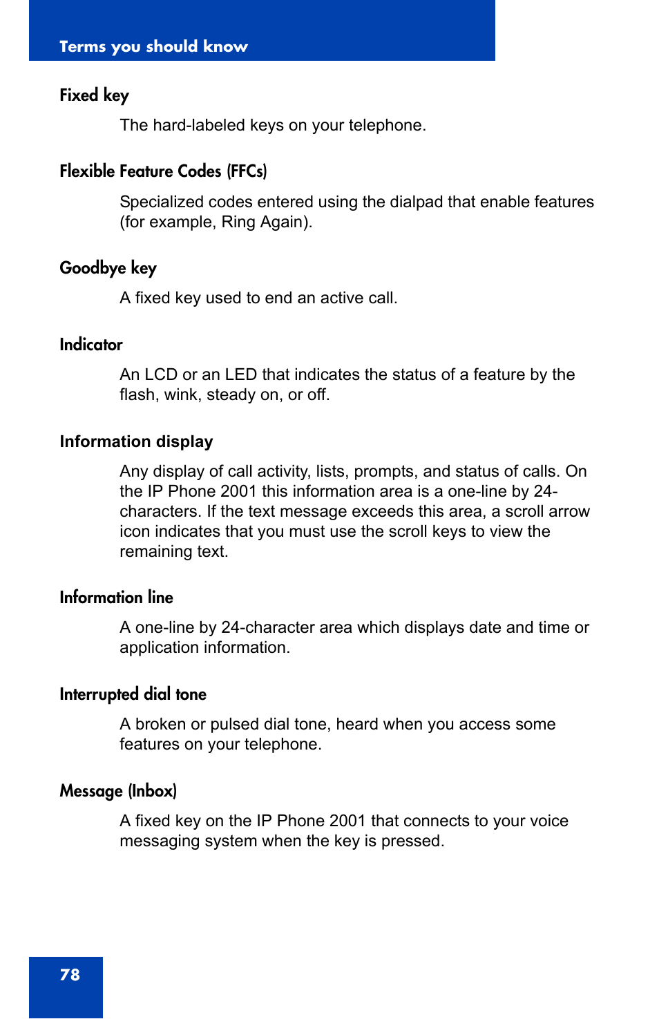 Nortel Networks IP Phone 2001 User Manual | Page 78 / 88