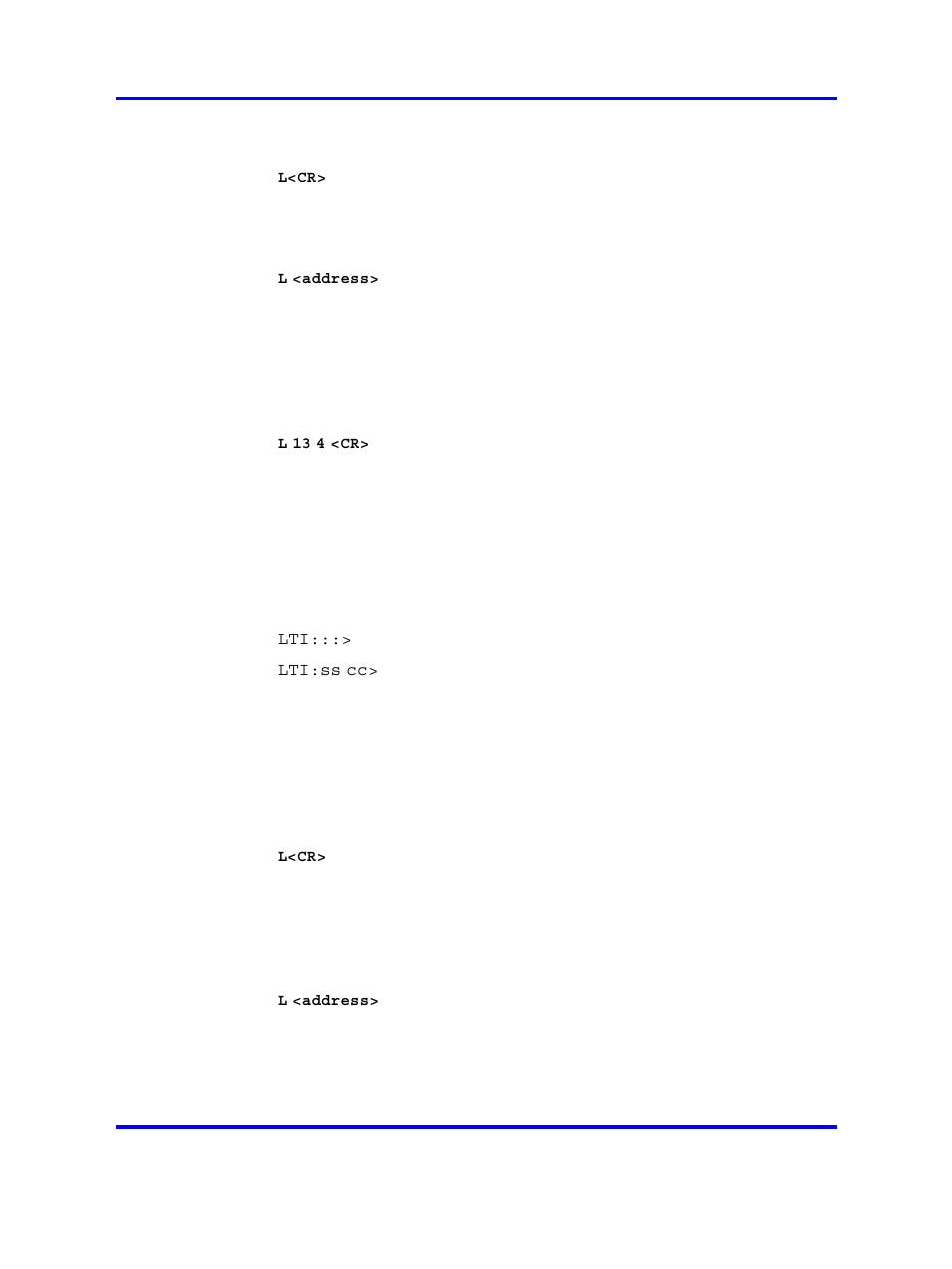 L<cr, L <address, L 13 4 <cr | Nortel Networks 1000 User Manual | Page 221 / 1014