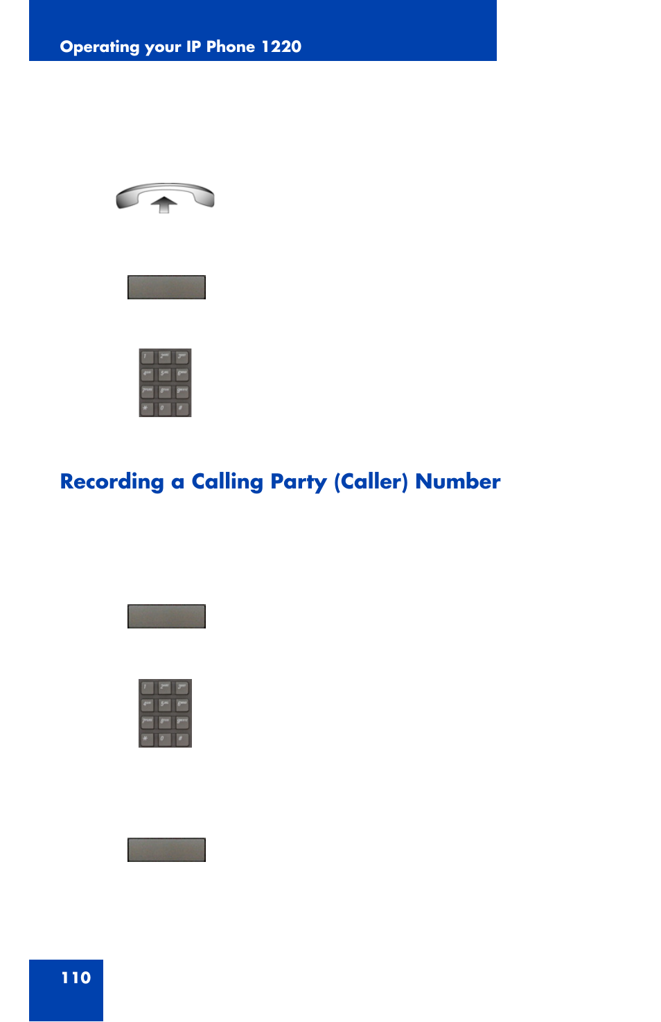 Recording a calling party (caller) number | Nortel Networks Nortel IP Phone 1220 User Manual | Page 110 / 164