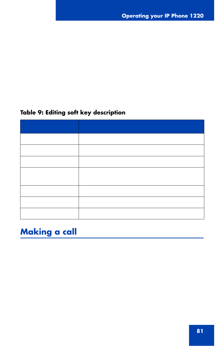 Making a call | Nortel Networks Nortel IP Phone 1220 User Manual | Page 81 / 164