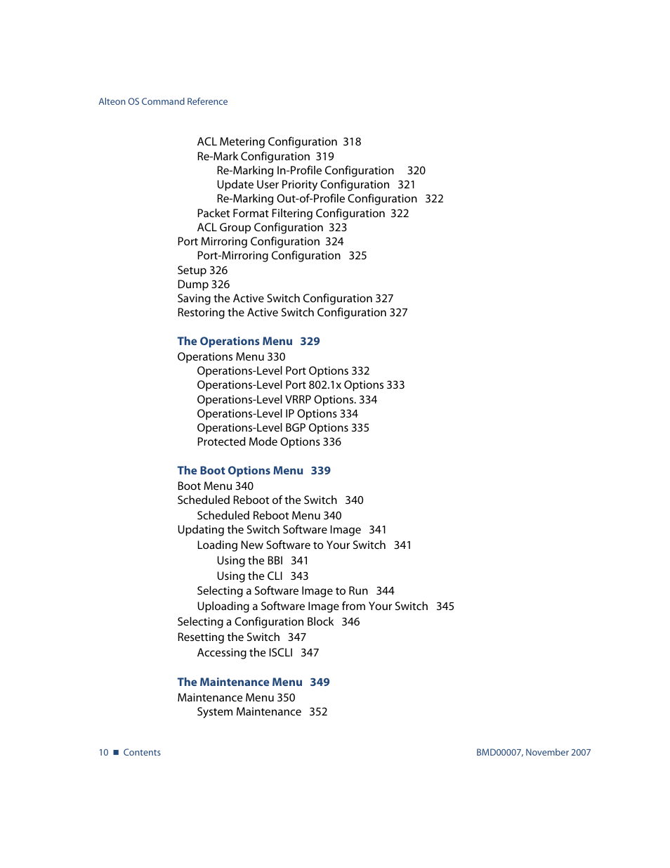 Nortel Networks ALTEON OS BMD00007 User Manual | Page 10 / 390
