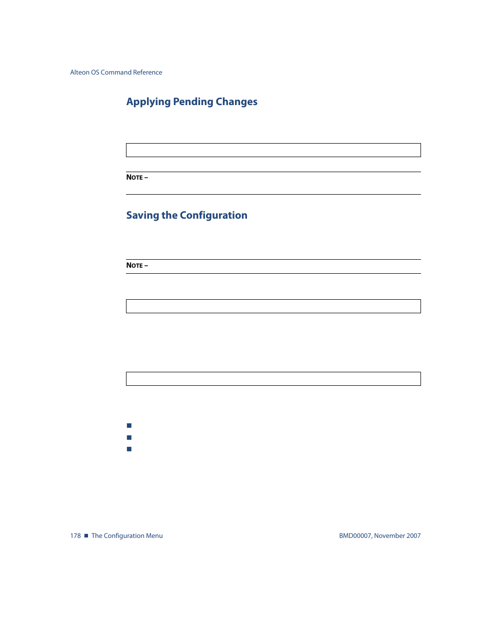 Applying pending changes, Saving the configuration | Nortel Networks ALTEON OS BMD00007 User Manual | Page 176 / 390