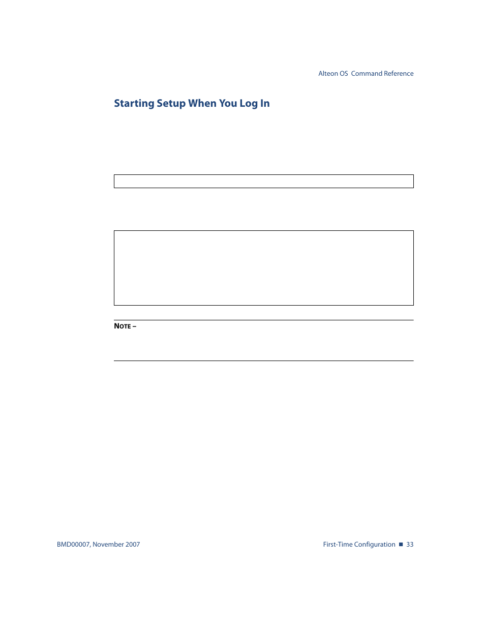 Starting setup when you log in, Starting setup when you log in 33 | Nortel Networks ALTEON OS BMD00007 User Manual | Page 33 / 390