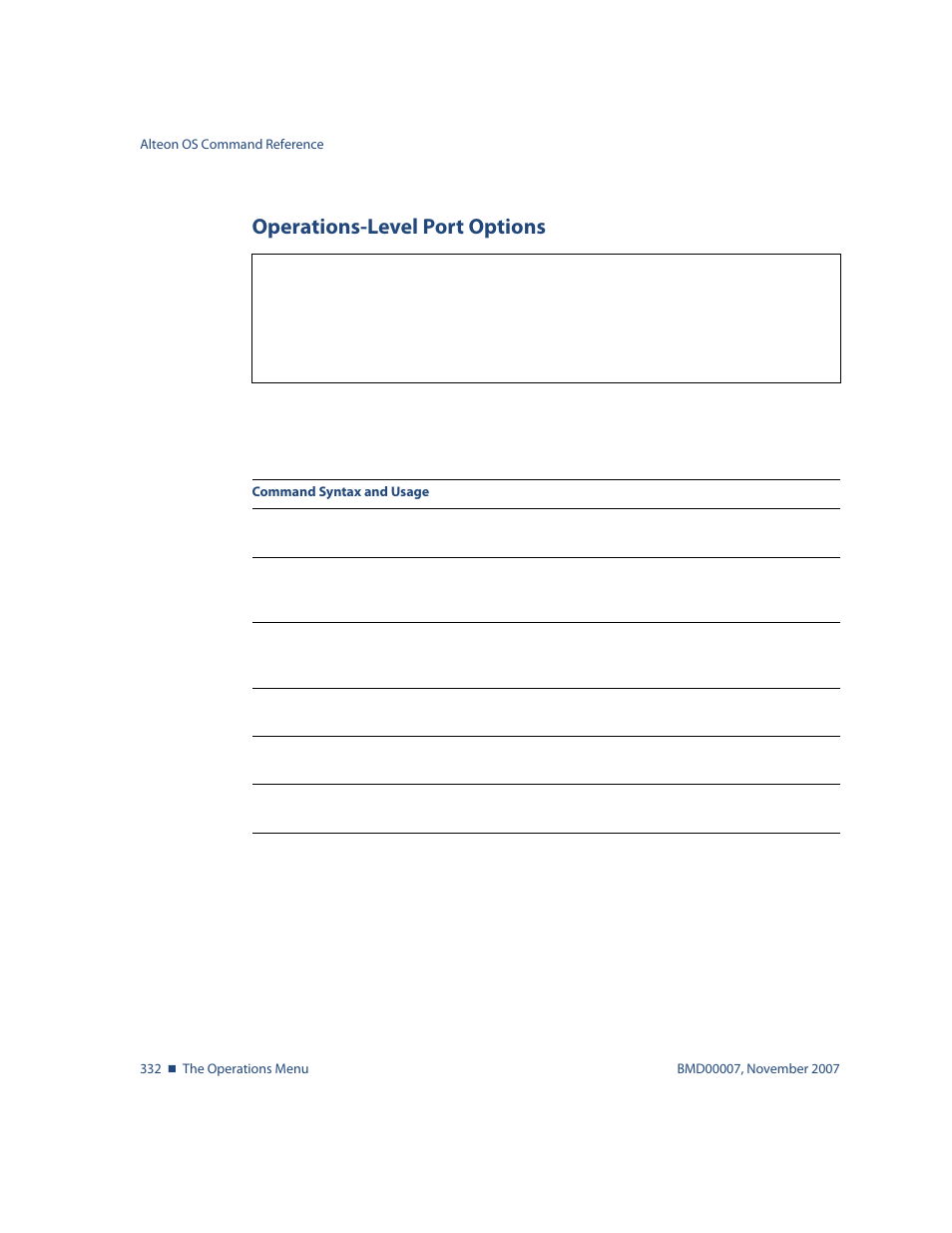 Operations-level port options, Operations-level port options 332 | Nortel Networks ALTEON OS BMD00007 User Manual | Page 330 / 390