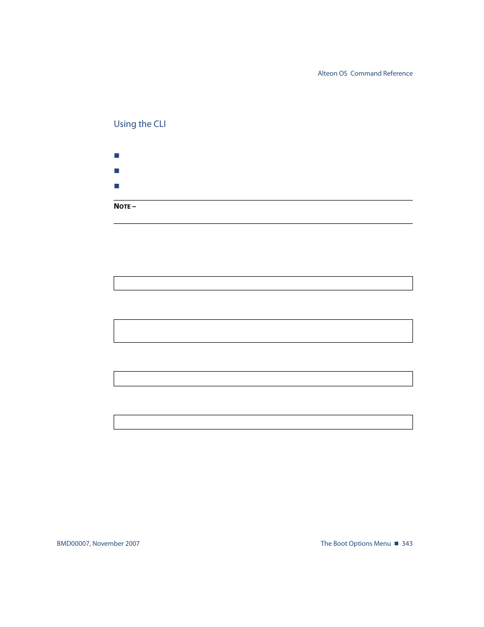 Using the cli, Using the cli 343 | Nortel Networks ALTEON OS BMD00007 User Manual | Page 341 / 390