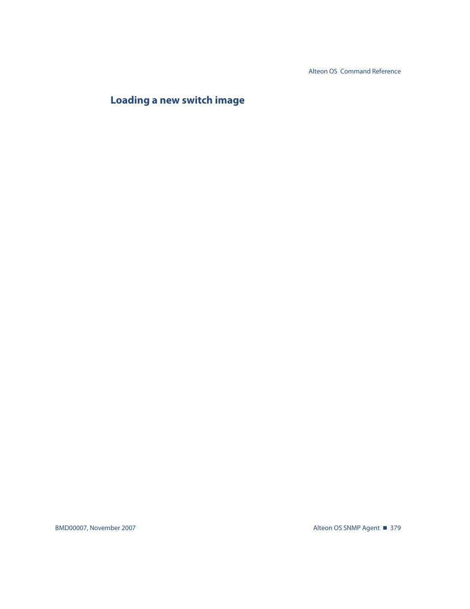 Loading a new switch image, Loading a new switch image 379 | Nortel Networks ALTEON OS BMD00007 User Manual | Page 377 / 390