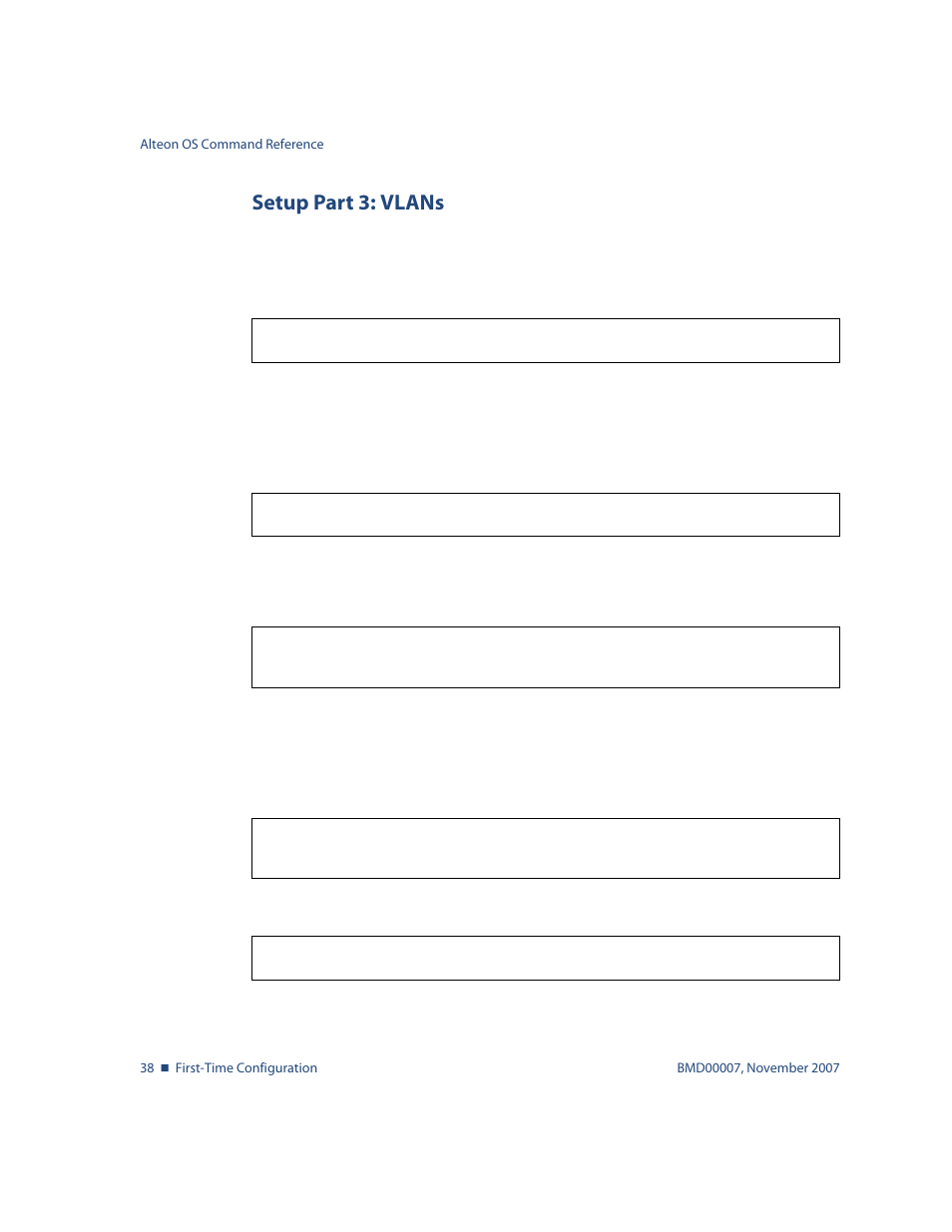 Setup part 3: vlans, Setup part 3: vlans 38 | Nortel Networks ALTEON OS BMD00007 User Manual | Page 38 / 390