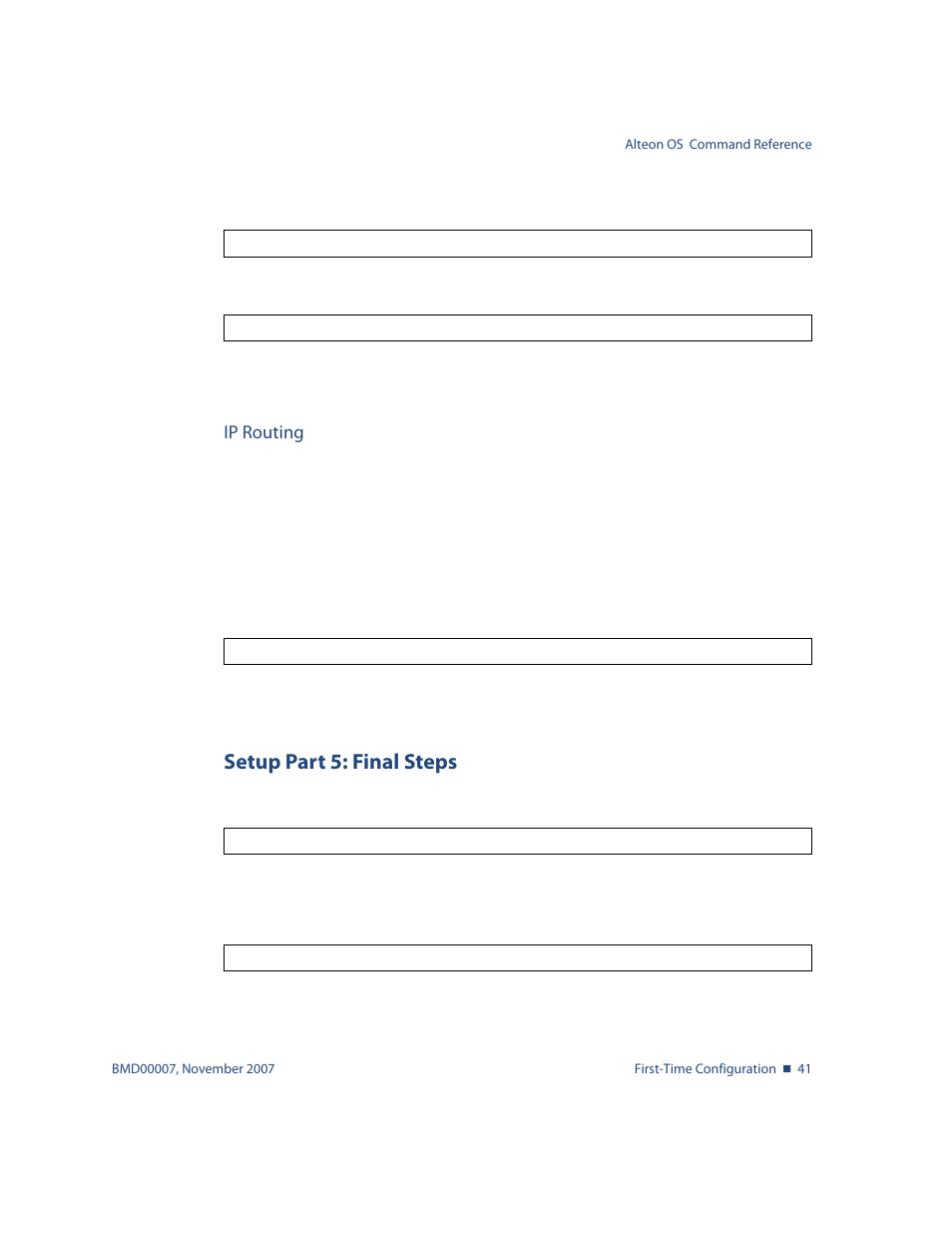 Ip routing, Setup part 5: final steps, Ip routing 41 | Setup part 5: final steps 41 | Nortel Networks ALTEON OS BMD00007 User Manual | Page 41 / 390