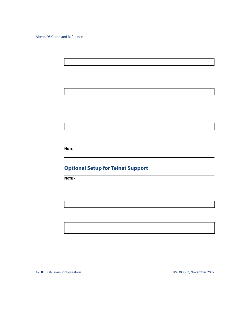 Optional setup for telnet support, Optional setup for telnet support 42 | Nortel Networks ALTEON OS BMD00007 User Manual | Page 42 / 390