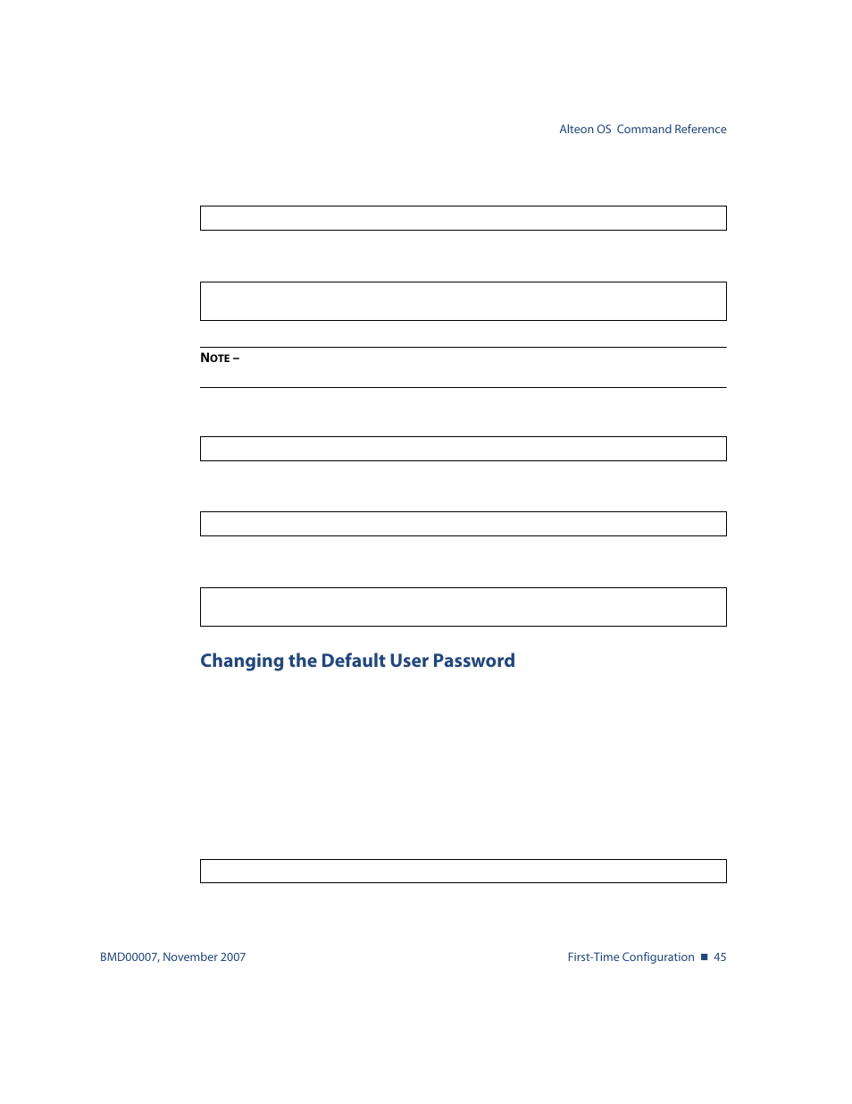 Changing the default user password, Changing the default user password 45 | Nortel Networks ALTEON OS BMD00007 User Manual | Page 45 / 390