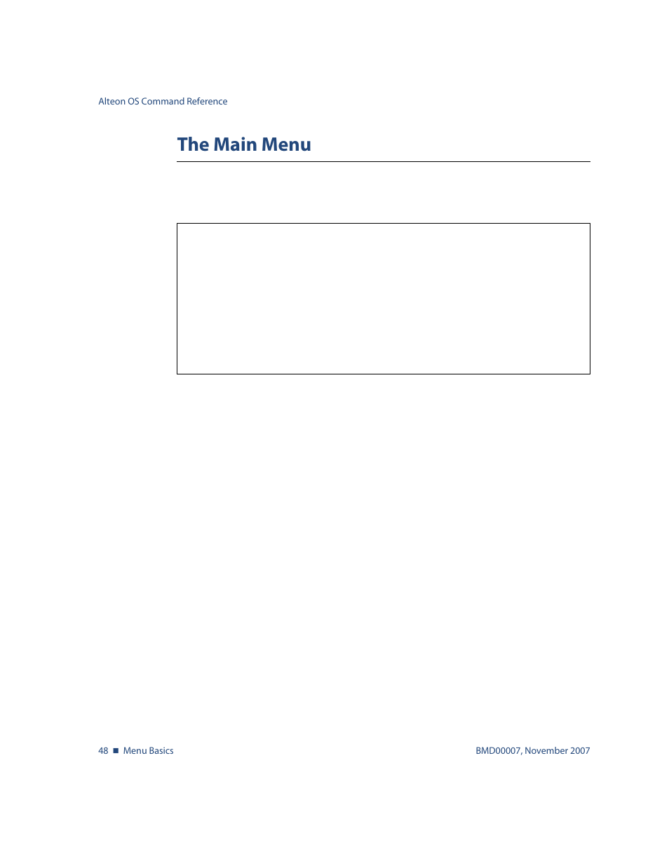 The main menu, The main menu 48 | Nortel Networks ALTEON OS BMD00007 User Manual | Page 48 / 390