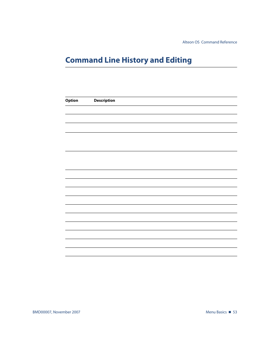 Command line history and editing, Command line history and editing 53 | Nortel Networks ALTEON OS BMD00007 User Manual | Page 53 / 390