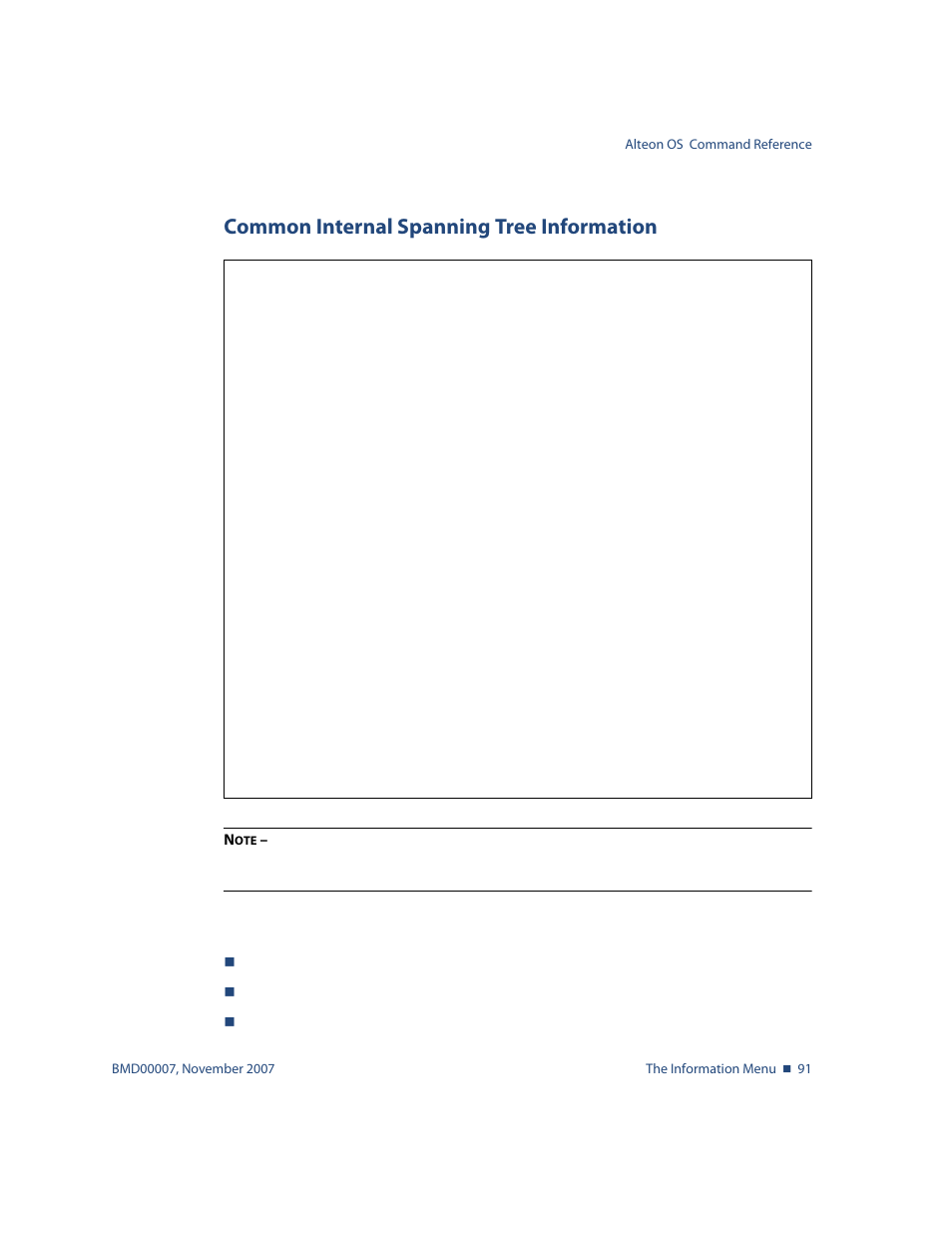 Common internal spanning tree information, Common internal spanning tree information 91 | Nortel Networks ALTEON OS BMD00007 User Manual | Page 91 / 390
