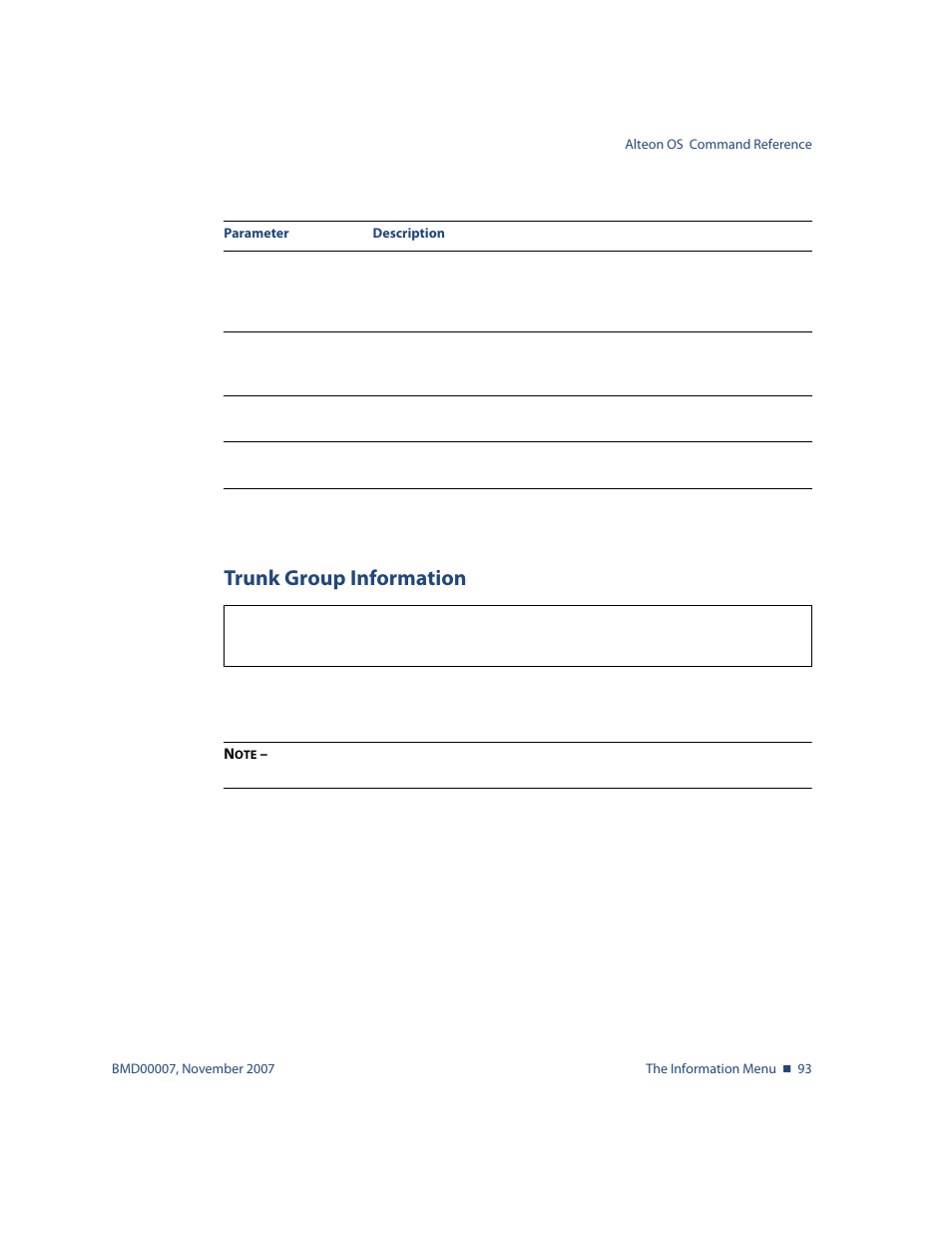 Trunk group information, Trunk group information 93, Info/l2/trunk trunk group information | Nortel Networks ALTEON OS BMD00007 User Manual | Page 93 / 390