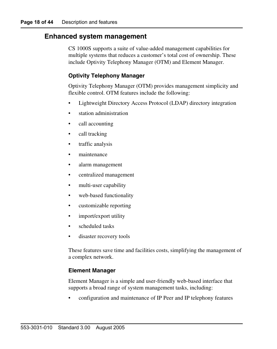 Enhanced system management | Nortel Networks 1000S User Manual | Page 18 / 46