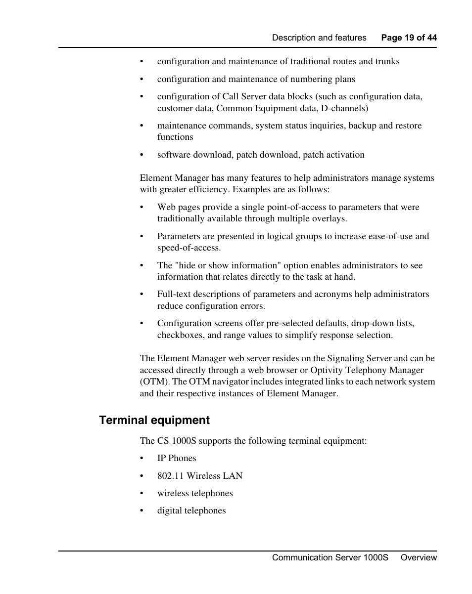 Terminal equipment | Nortel Networks 1000S User Manual | Page 19 / 46