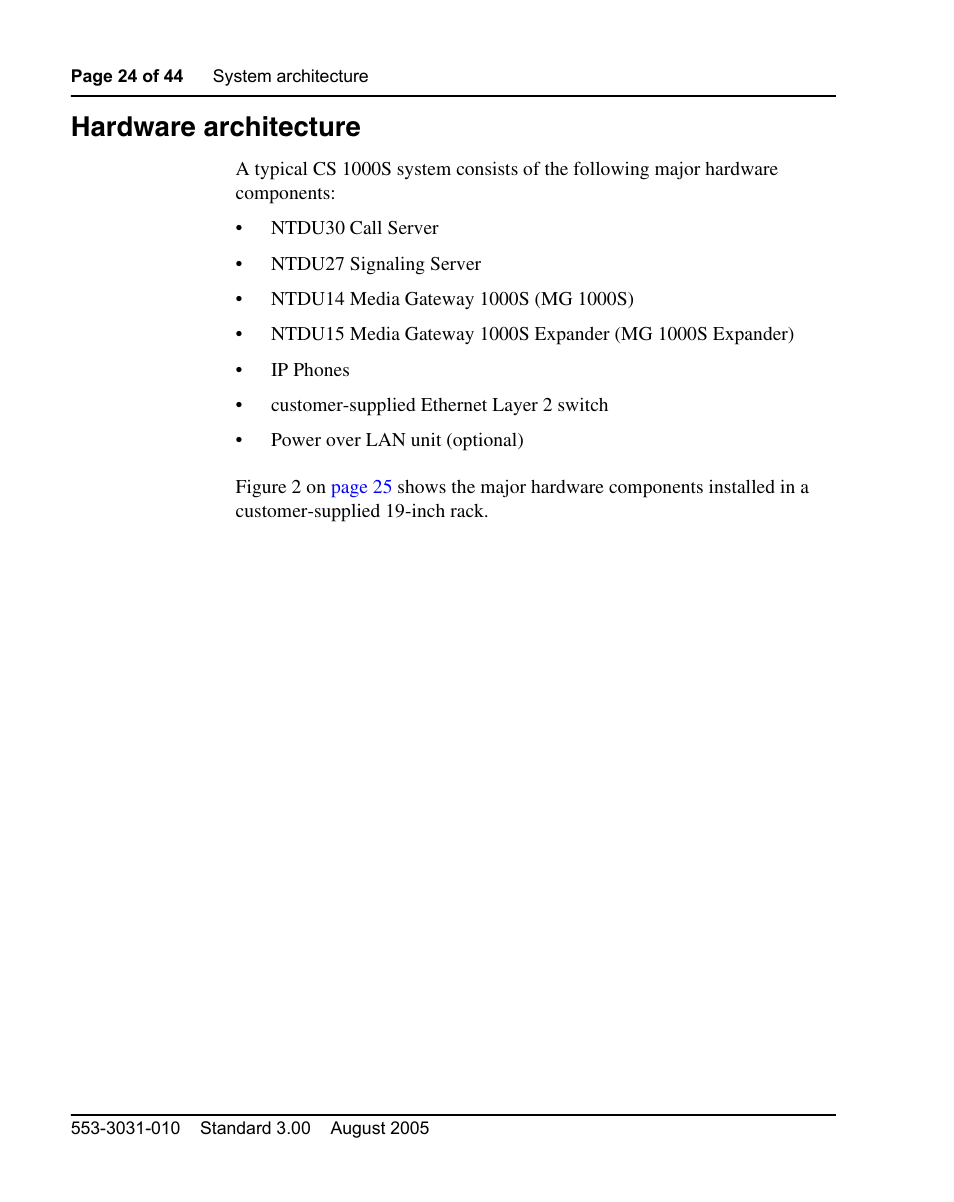 Hardware architecture | Nortel Networks 1000S User Manual | Page 24 / 46