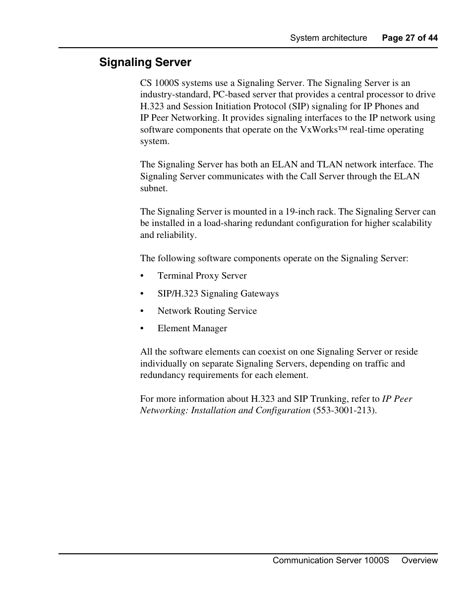 Signaling server | Nortel Networks 1000S User Manual | Page 27 / 46