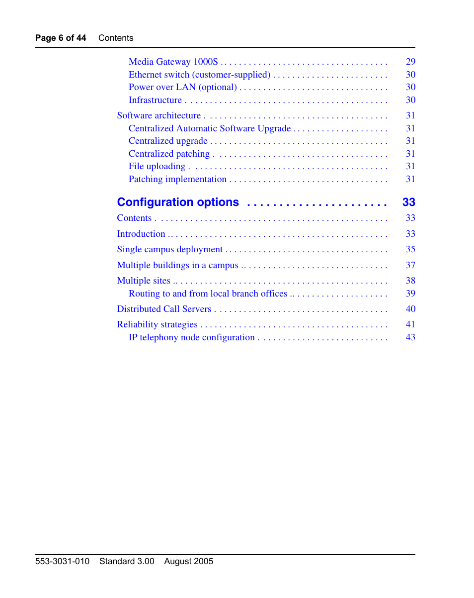 Configuration options | Nortel Networks 1000S User Manual | Page 6 / 46