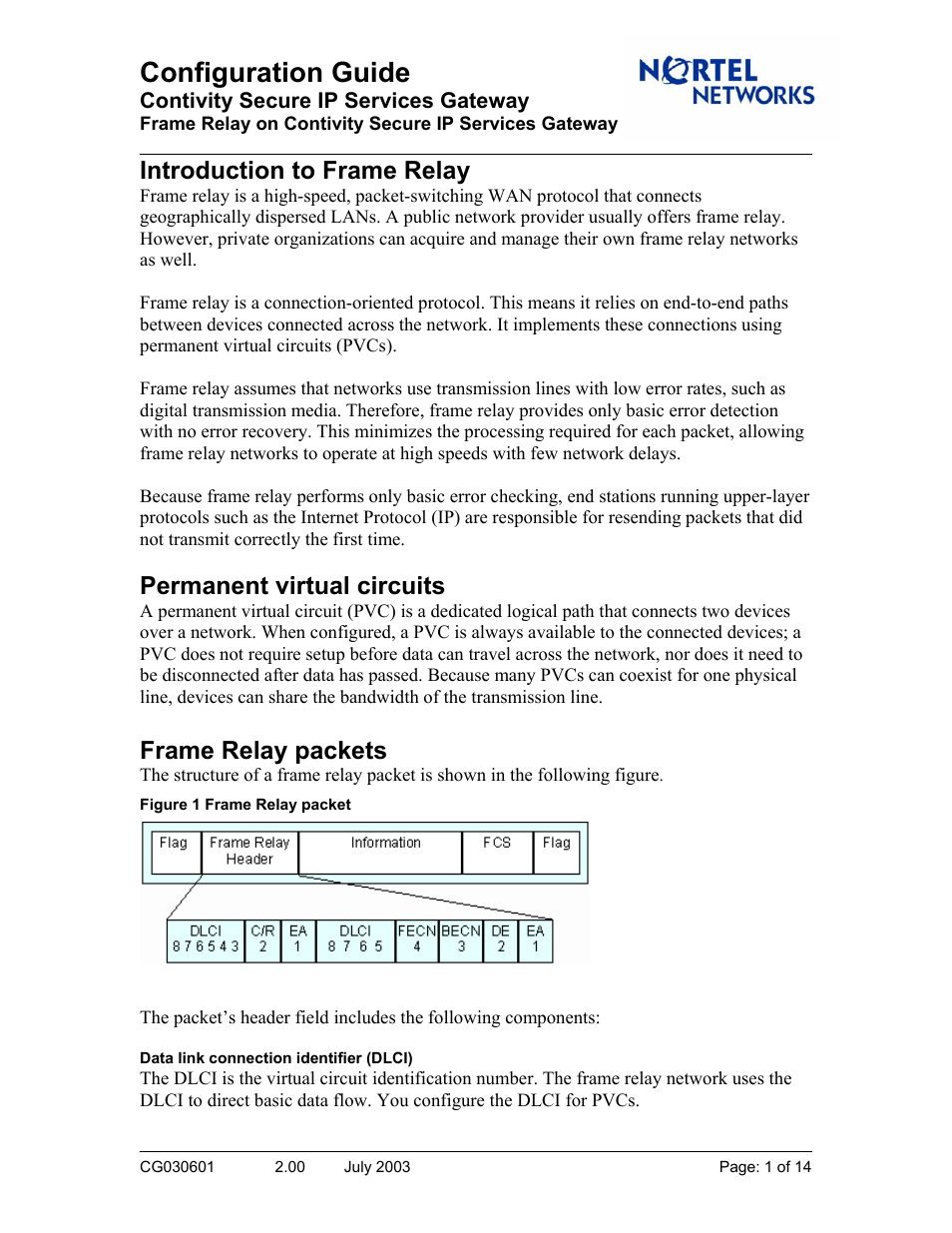 Nortel Networks CG030601 User Manual | 14 pages