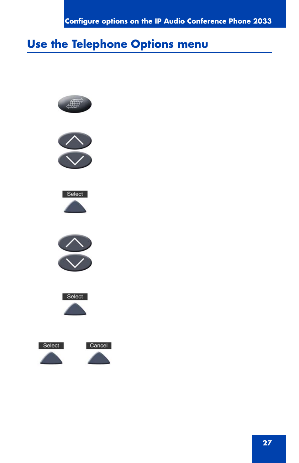 Use the telephone options menu | Nortel Networks NN43111-100 User Manual | Page 27 / 94