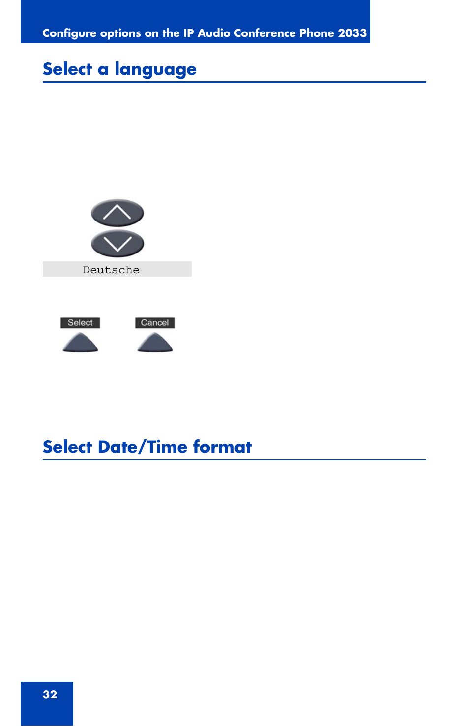 Select a language, Select date/time format | Nortel Networks NN43111-100 User Manual | Page 32 / 94