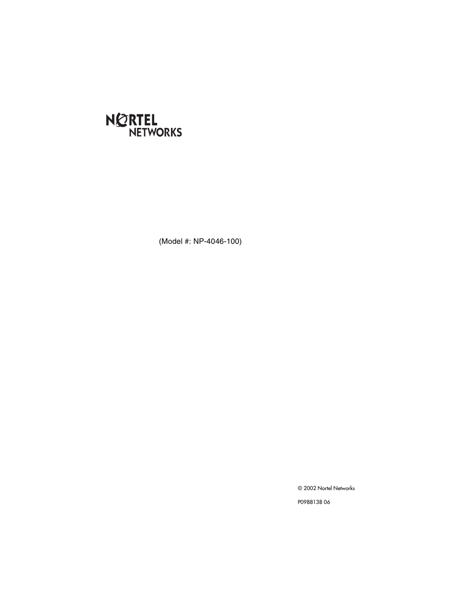 Nortel Networks NP-4046-100 User Manual | 10 pages