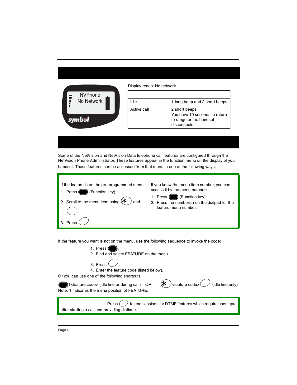 Out of range tones, Accessing feature codes | Nortel Networks NP-4046-100 User Manual | Page 4 / 10