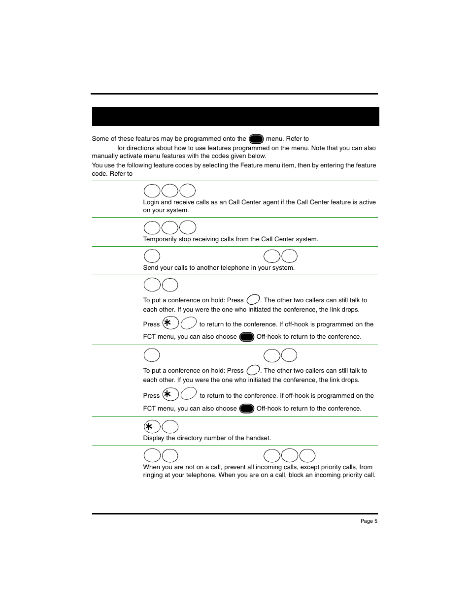 Telephone features | Nortel Networks NP-4046-100 User Manual | Page 5 / 10