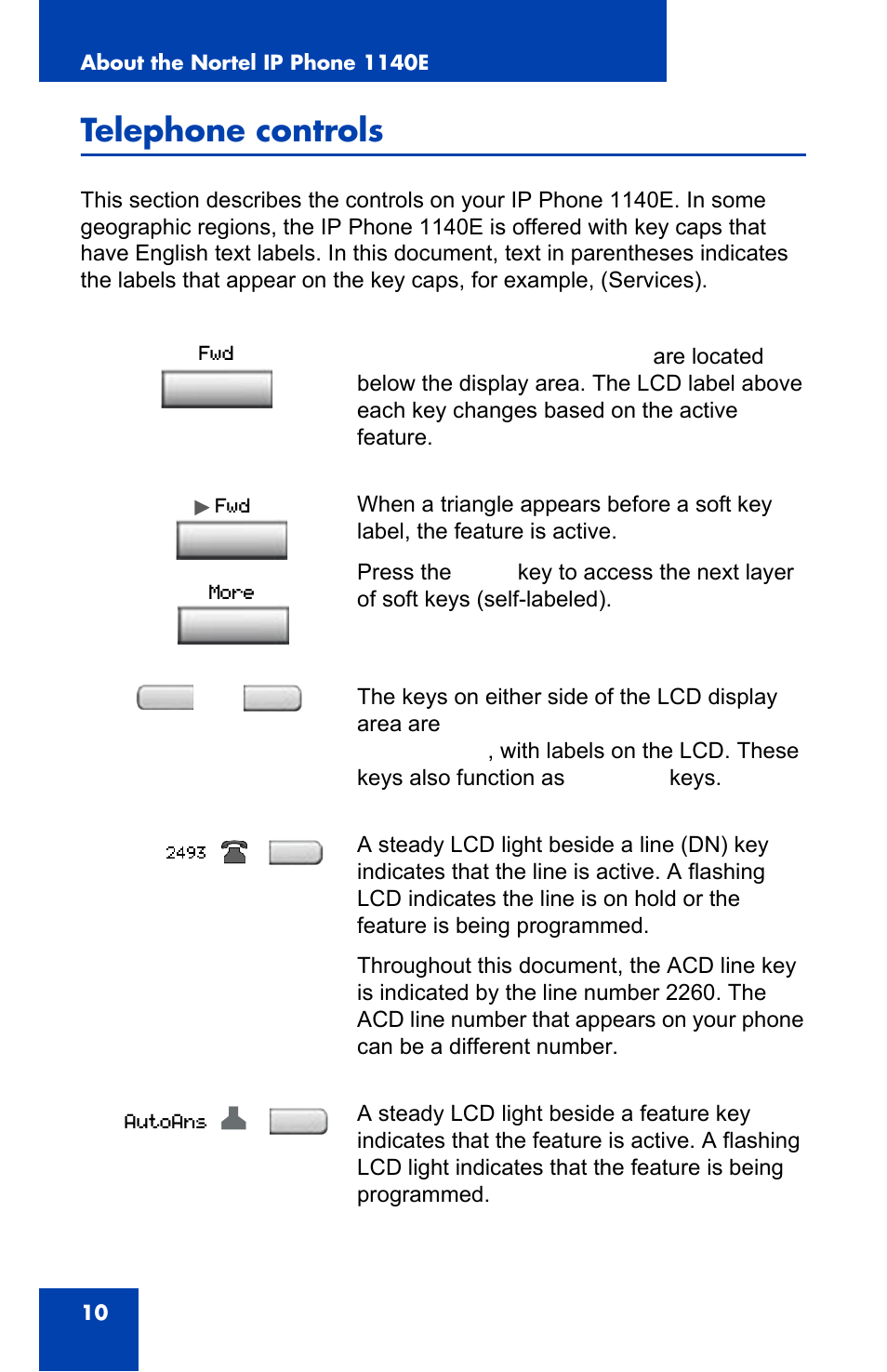 Telephone controls | Nortel Networks 1140E User Manual | Page 10 / 52