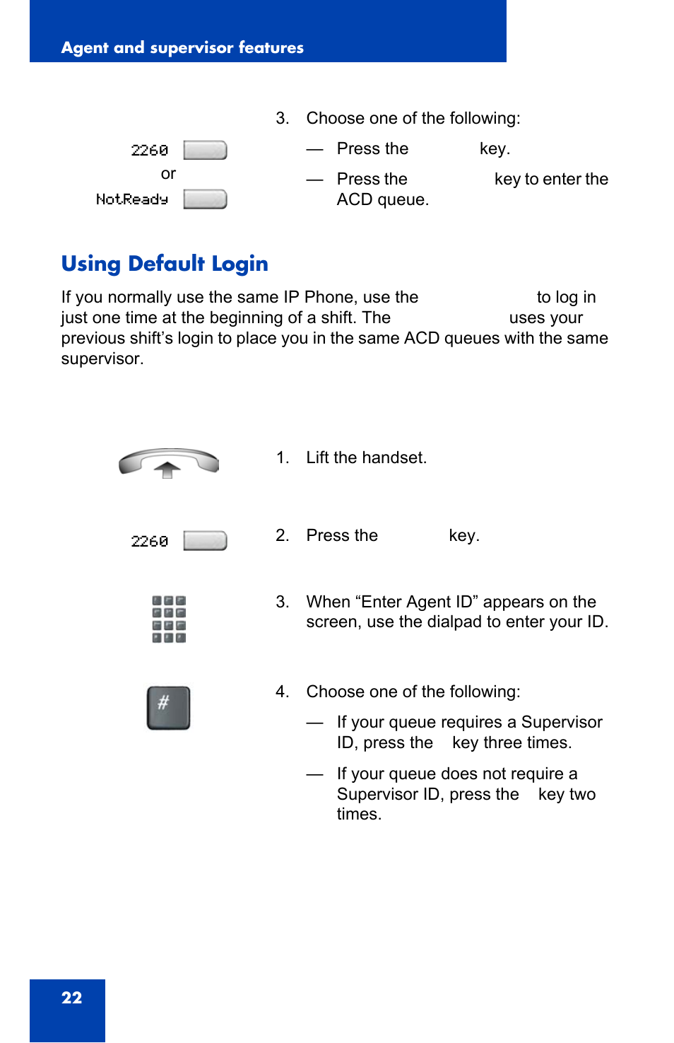 Using default login | Nortel Networks 1140E User Manual | Page 22 / 52