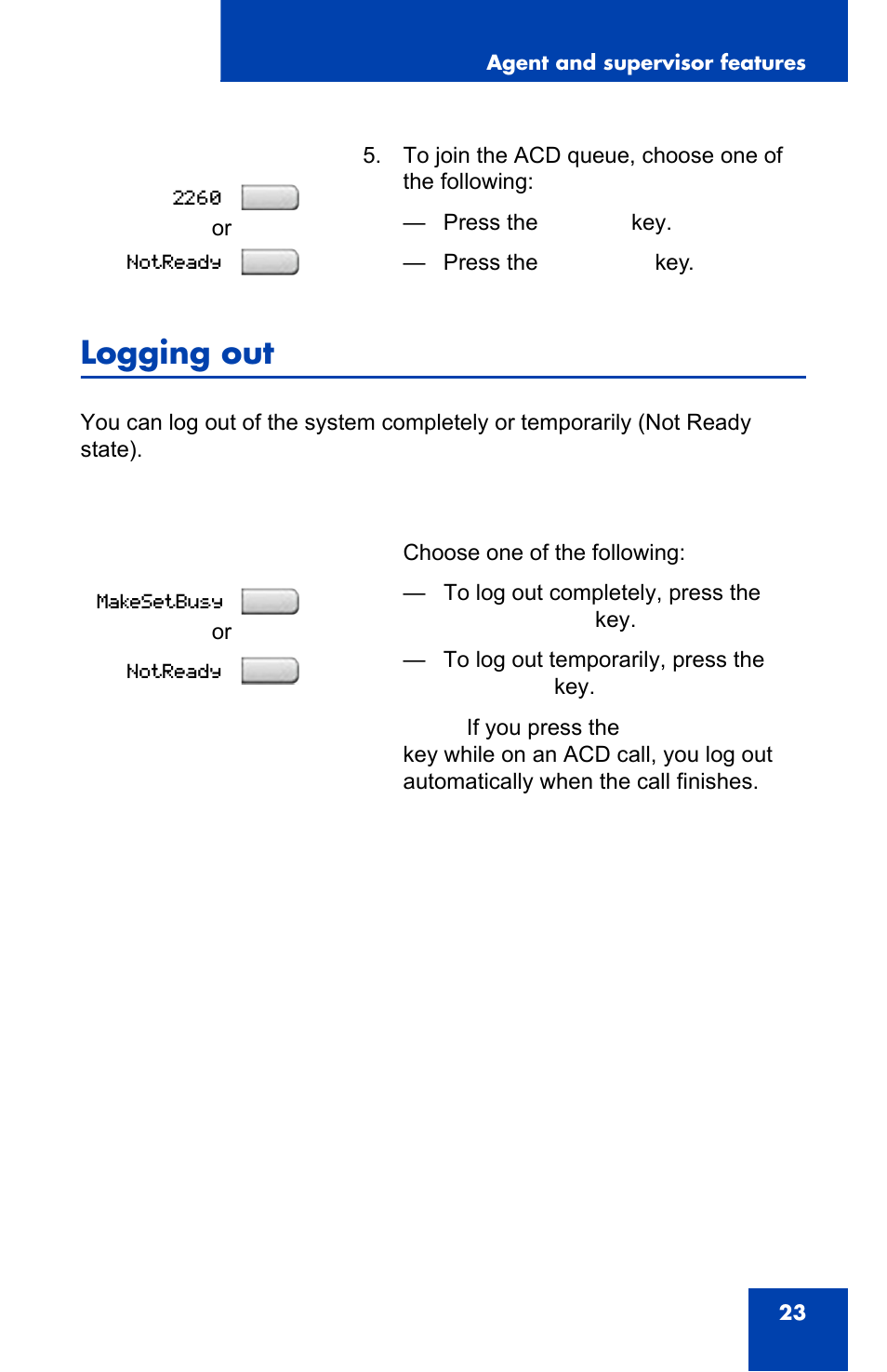 Logging out | Nortel Networks 1140E User Manual | Page 23 / 52
