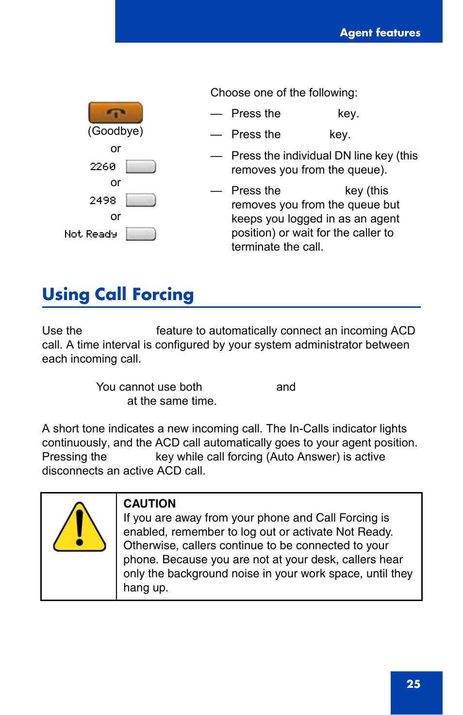 Using call forcing, Using, Call forcing | Nortel Networks 1140E User Manual | Page 25 / 52