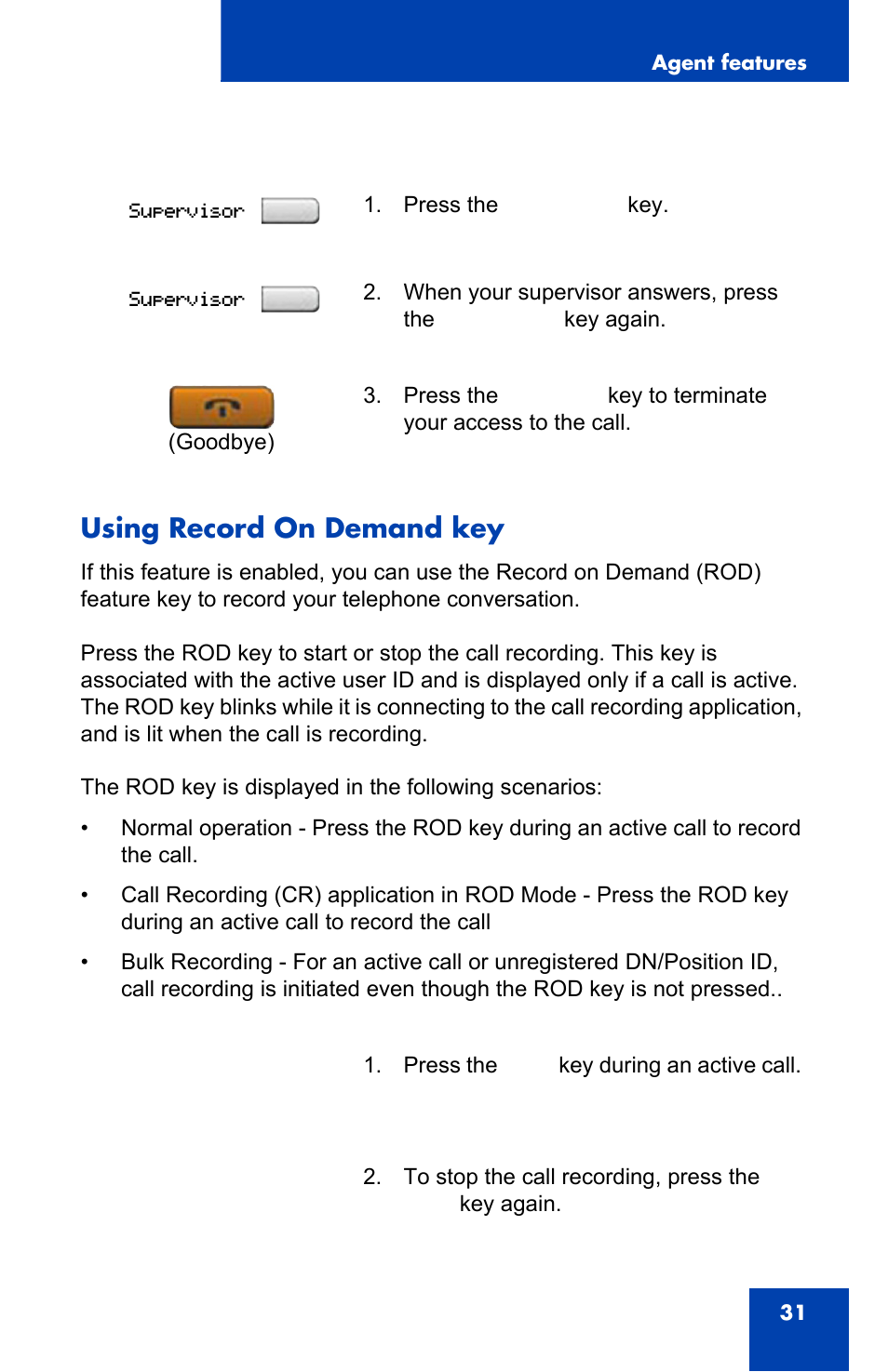 Using record on demand key | Nortel Networks 1140E User Manual | Page 31 / 52