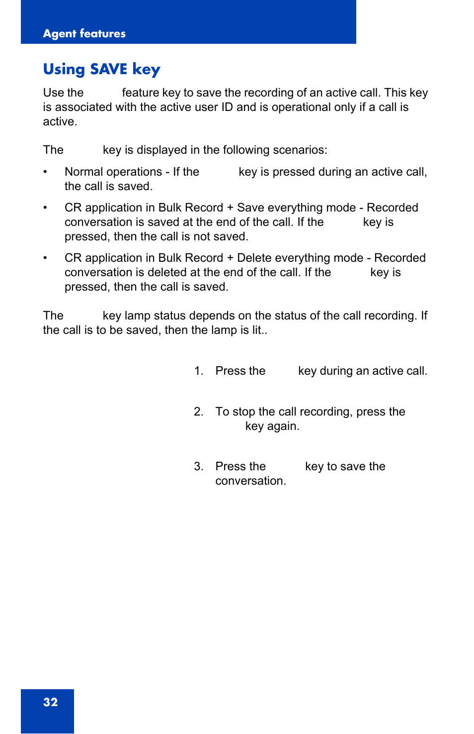 Using save key | Nortel Networks 1140E User Manual | Page 32 / 52