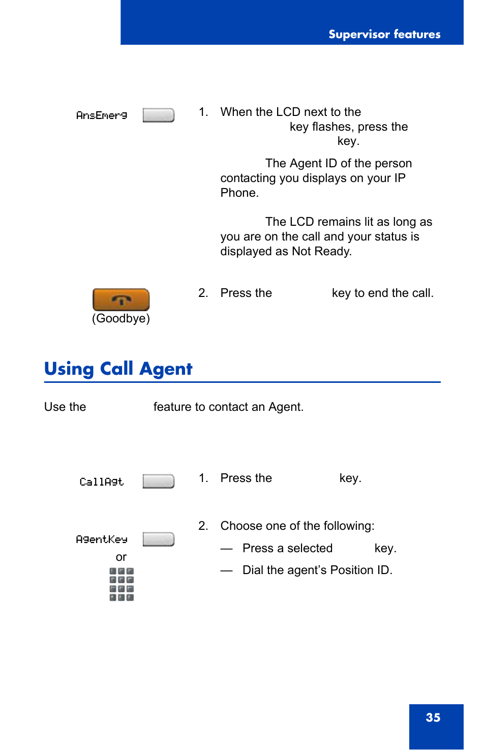 Using call agent | Nortel Networks 1140E User Manual | Page 35 / 52