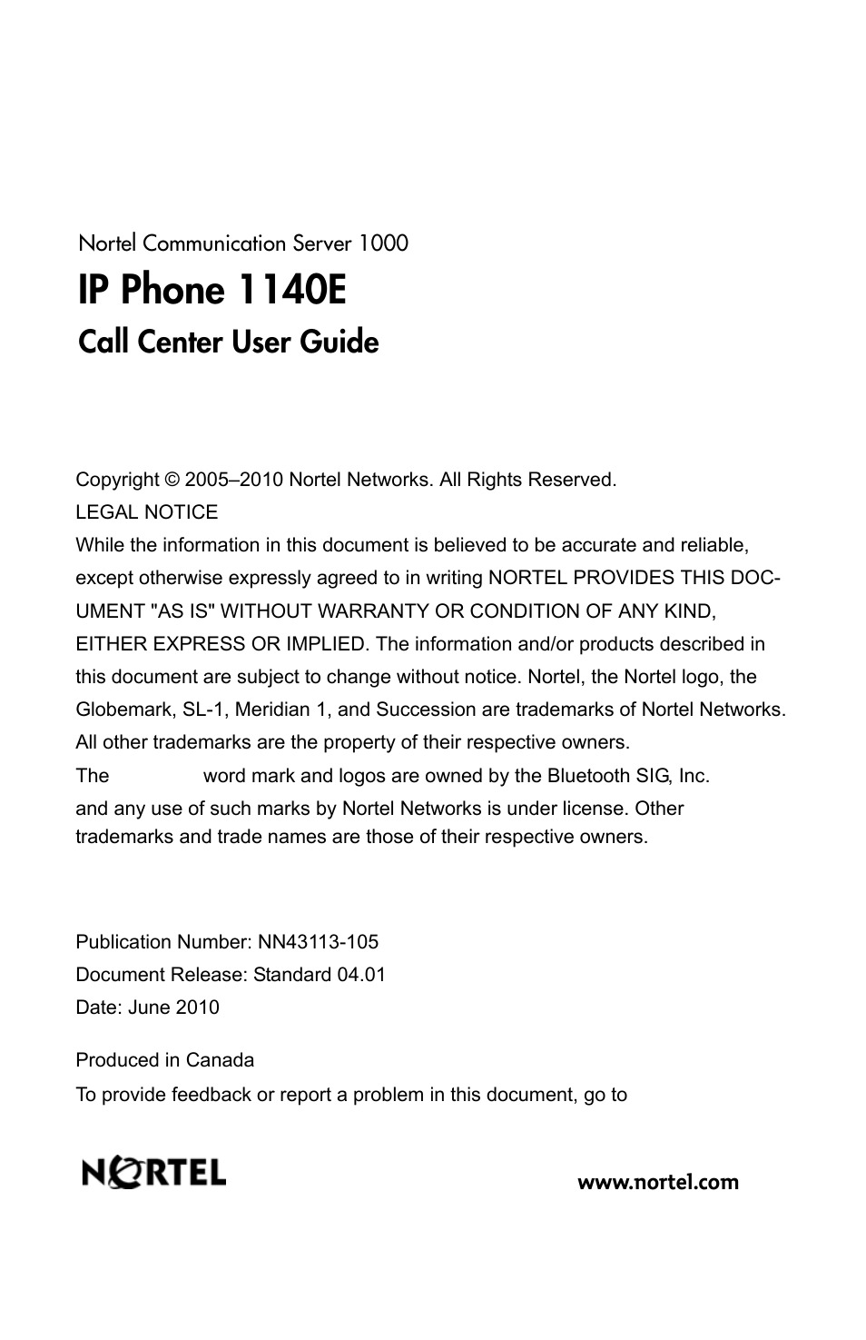 Ip phone 1140e, Call center user guide | Nortel Networks 1140E User Manual | Page 52 / 52