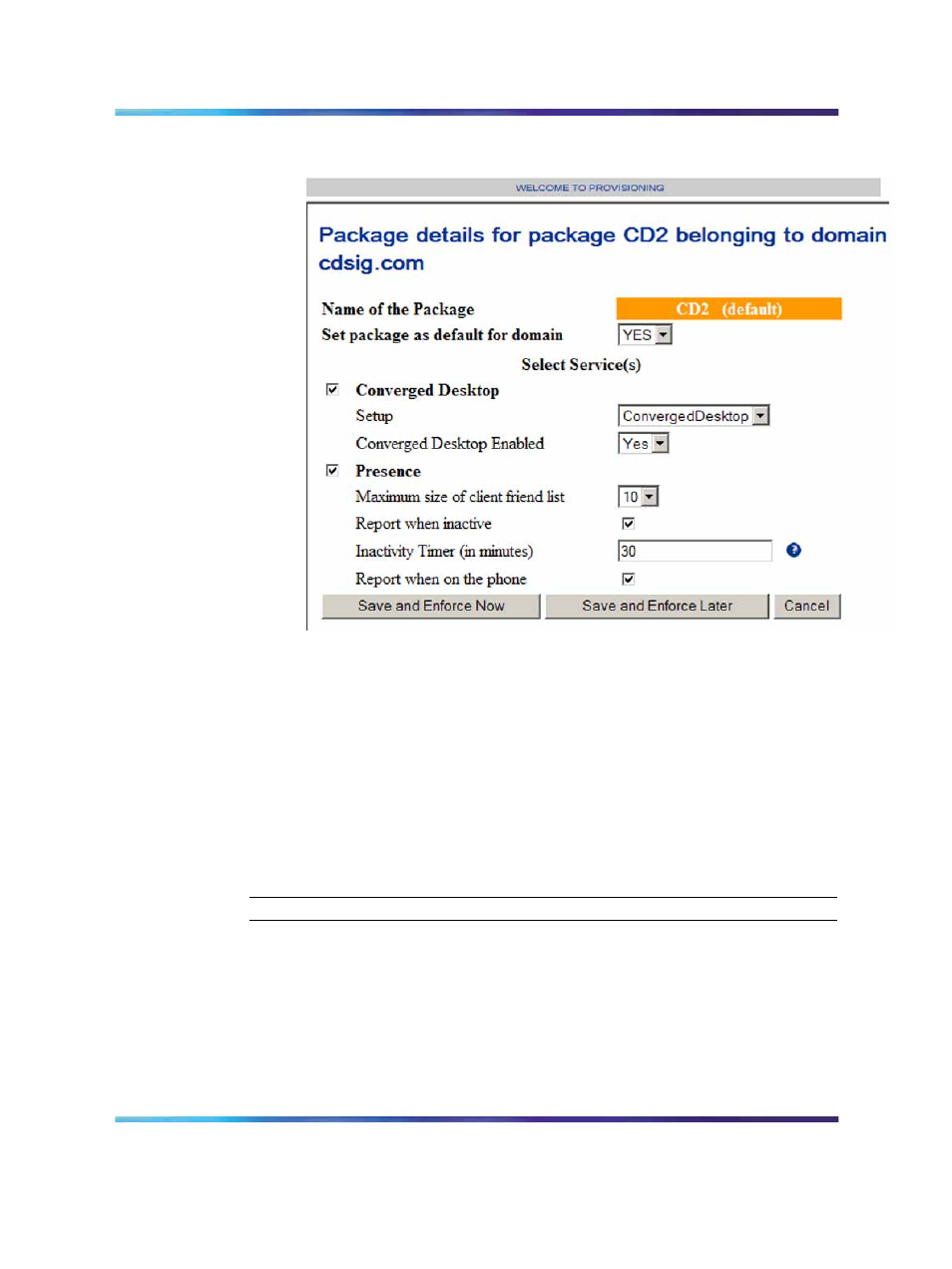 Configuring a converged desktop user, Figure 33 package details, Figure 33 "package details | Nortel Networks 5100 User Manual | Page 82 / 118