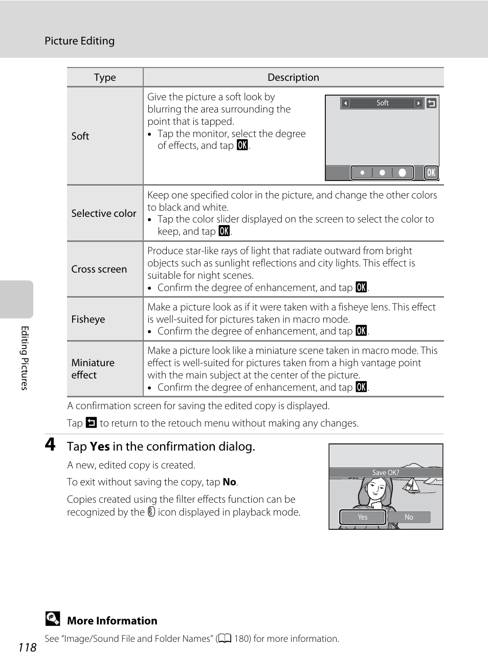 Tap yes in the confirmation dialog | Nortel Networks COOLPIX S1100PJ User Manual | Page 132 / 216