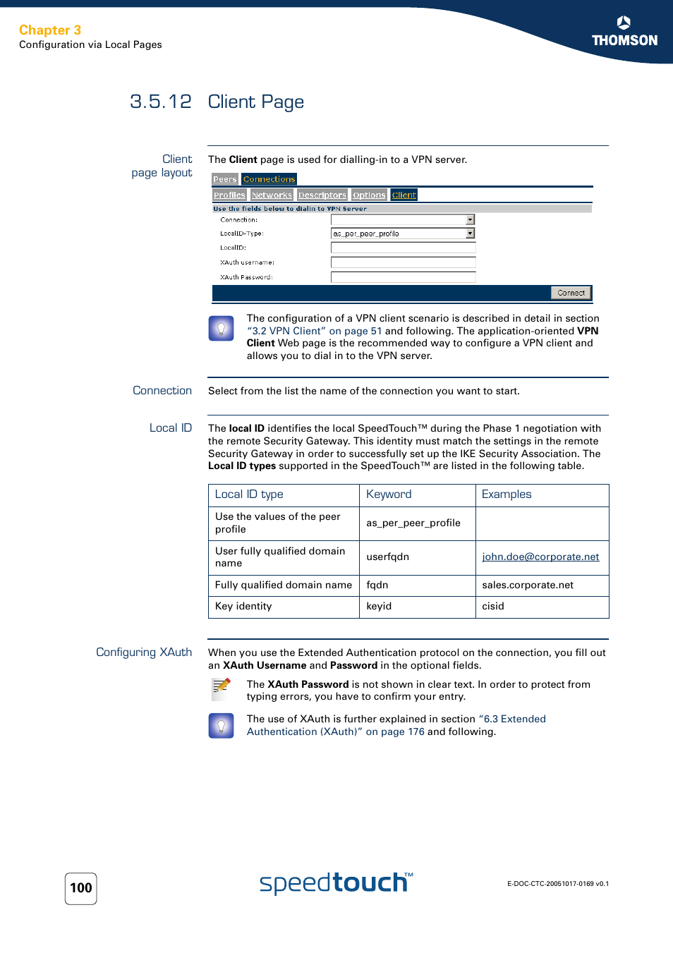 Connection, Local id, Configuring xauth | 12 client page, Chapter 3 | Nortel Networks 608(WL) User Manual | Page 102 / 222