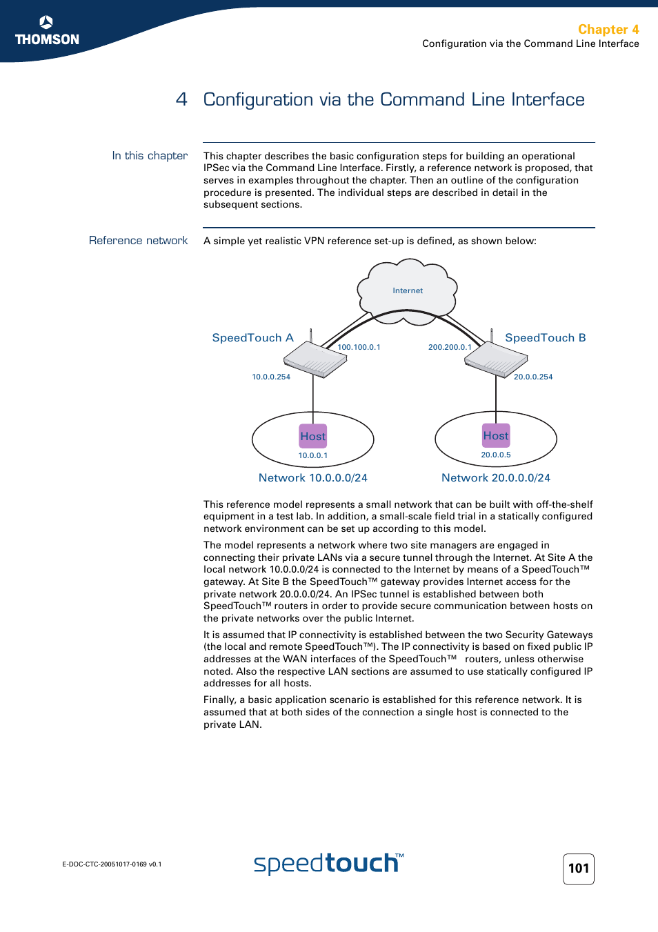 4 configuration via the command line interface, In this chapter, Reference network | Configuration via the command line interface, Chapter 4 | Nortel Networks 608(WL) User Manual | Page 103 / 222